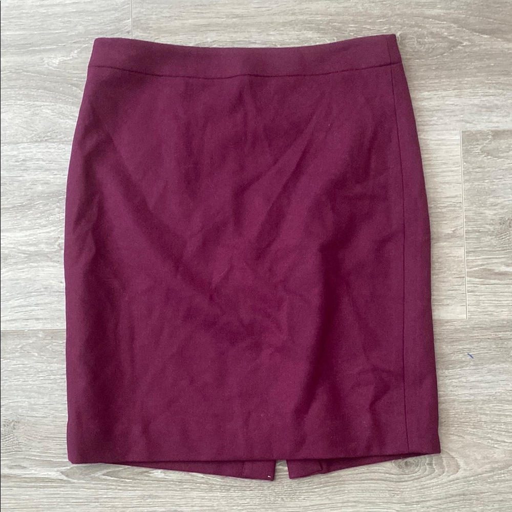 J. Crew The Pencil Skirt Wool Blend Elegant Burgundy Skirt